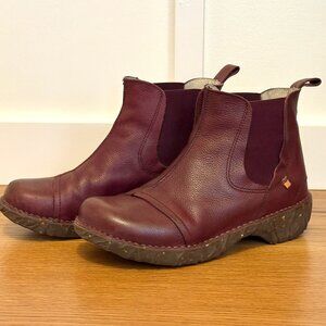 El Naturalista Yggdrasil Leather Burgundy Ankle Boots Size 39/8.5
